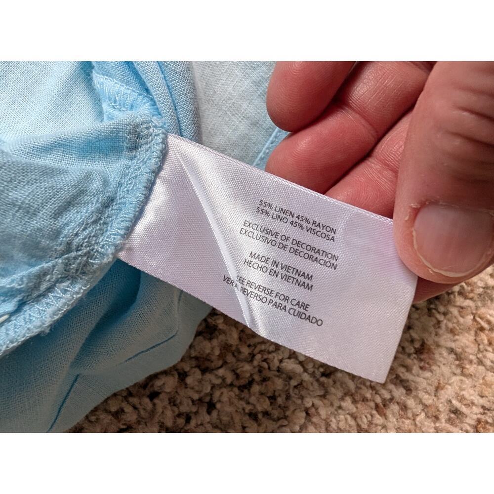 Orvis women’s Linen Blend blouse/shirt, XL; Lightweight, Breathable, Blue/Teal - Picture 7 of 9
